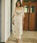 Alekha Cream Handpainted Cotton Checks Coord Set - front view