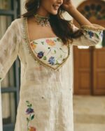 Alekha Cream Handpainted Cotton Checks Coord Set - styled look