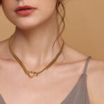 Palmonas Cuban Chain Hollow Heart Necklace 18k Gold Plated