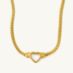 Palmonas Cuban Chain Hollow Heart Necklace 18k Gold Plated