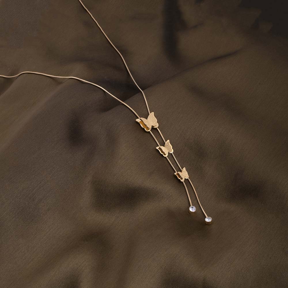 Palmonas Butterfly Long Chain Necklace 18k Gold Plated
