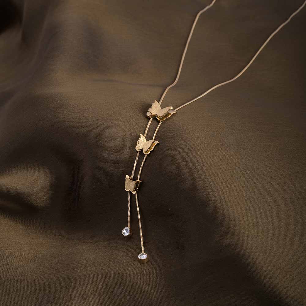 Palmonas Butterfly Long Chain Necklace 18k Gold Plated