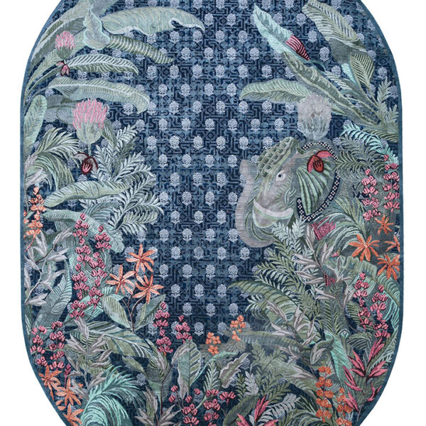 Inde Rose Hand Knotted Wool & Silk Rug – Peacoat & Old World Blue