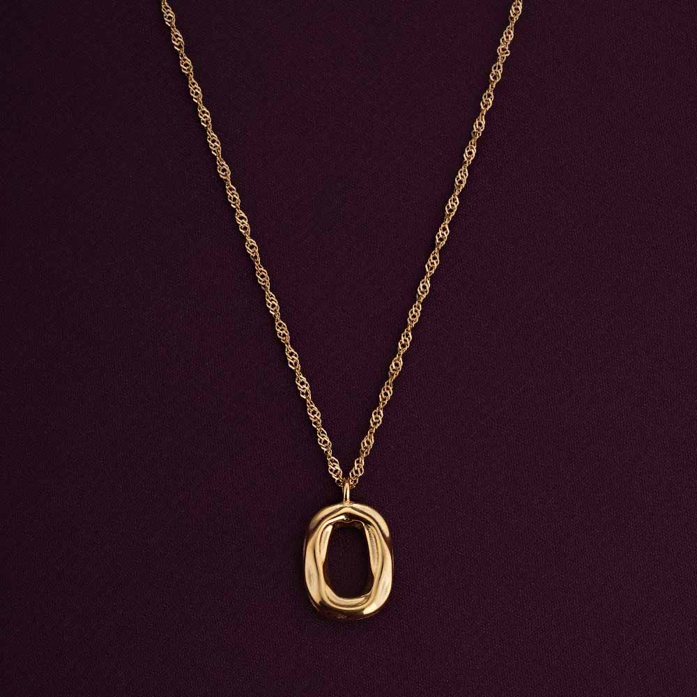 Palmonas Wobbly Oval Pendant Necklace 18k Gold Plated