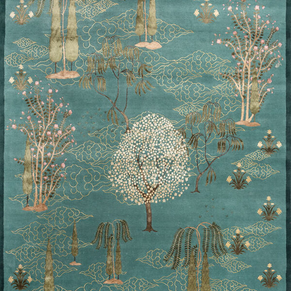 Arjumand Hand Knotted Wool & Silk Rug – Aruba Blue & Jasper