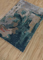 Genesis Hand Tufted Wool & Viscose Rug – Antique White & Teal Blue