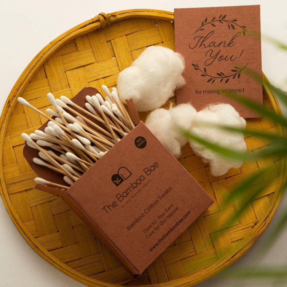 The Bamboo Bae Bamboo Cotton Swabs 200 Swabs (100 Sticks)