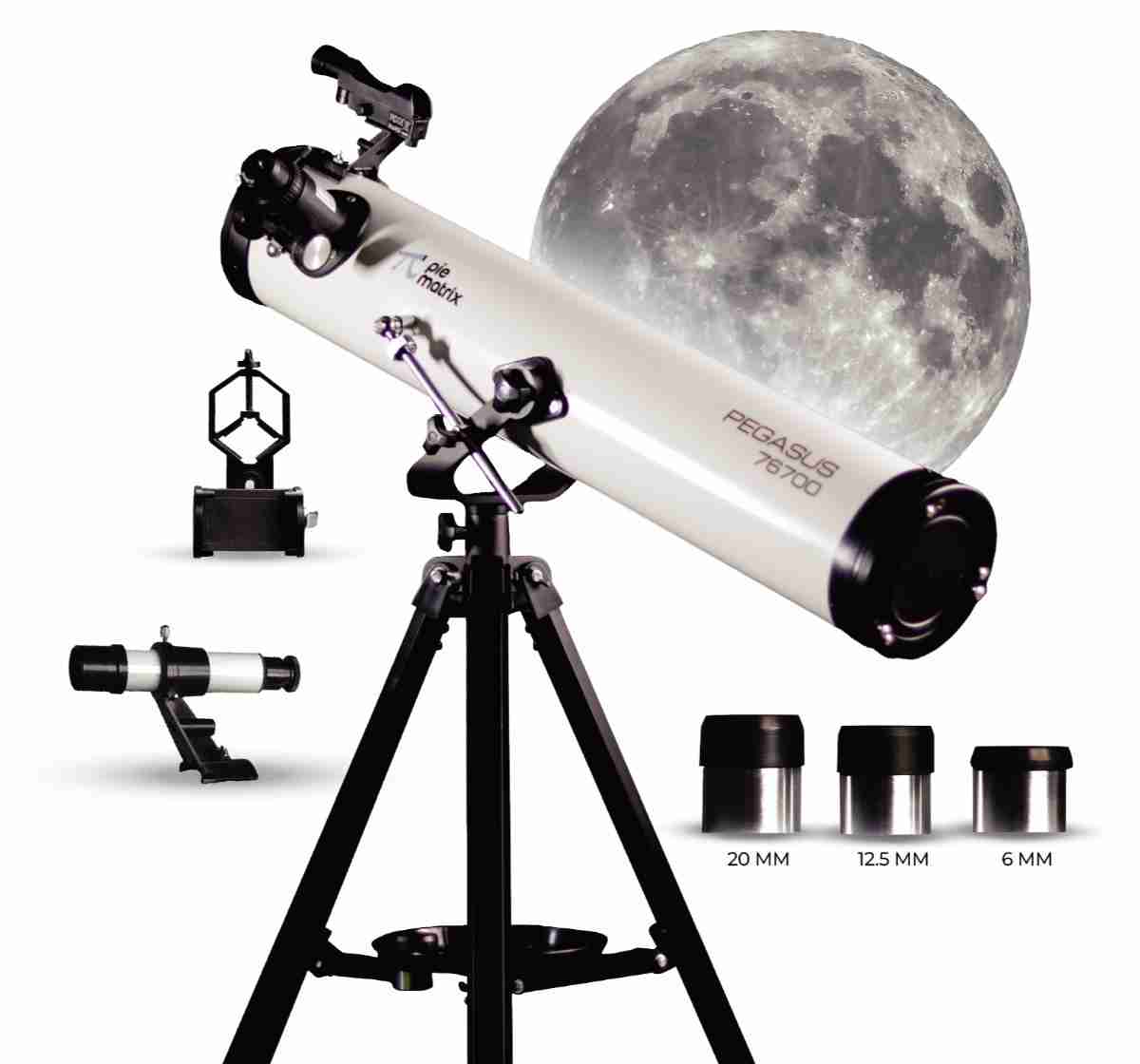 Pie Matrix Pegasus Pro Reflector Telescope 76mm White Pie Matrix Pegasus Pro Reflector Telescope 76mm White